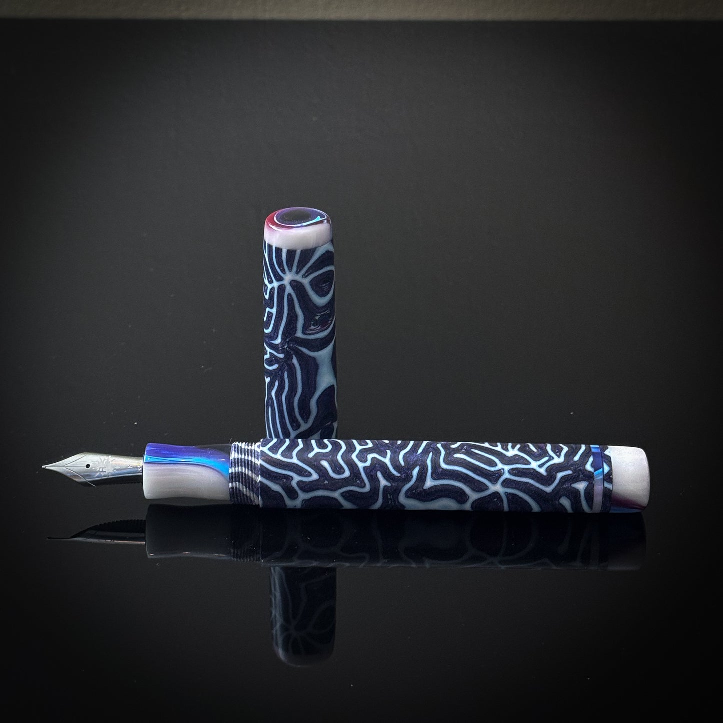 Purple, Blue and White CrazyFiber Extra Long Elliott Model - Jowo Nib