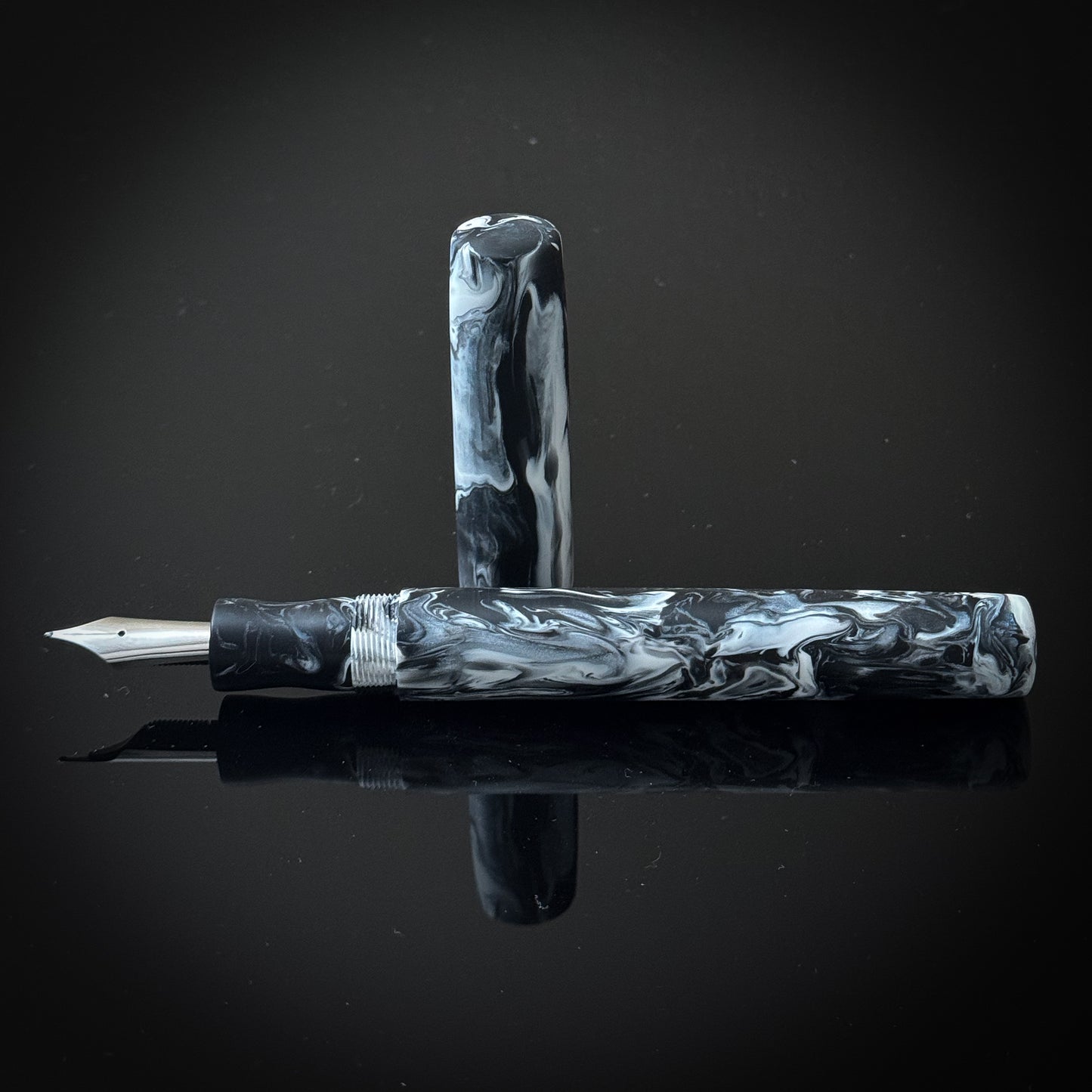 Black snd White Extra Long Arlington Model Low Lustre Finish - Bock Nib