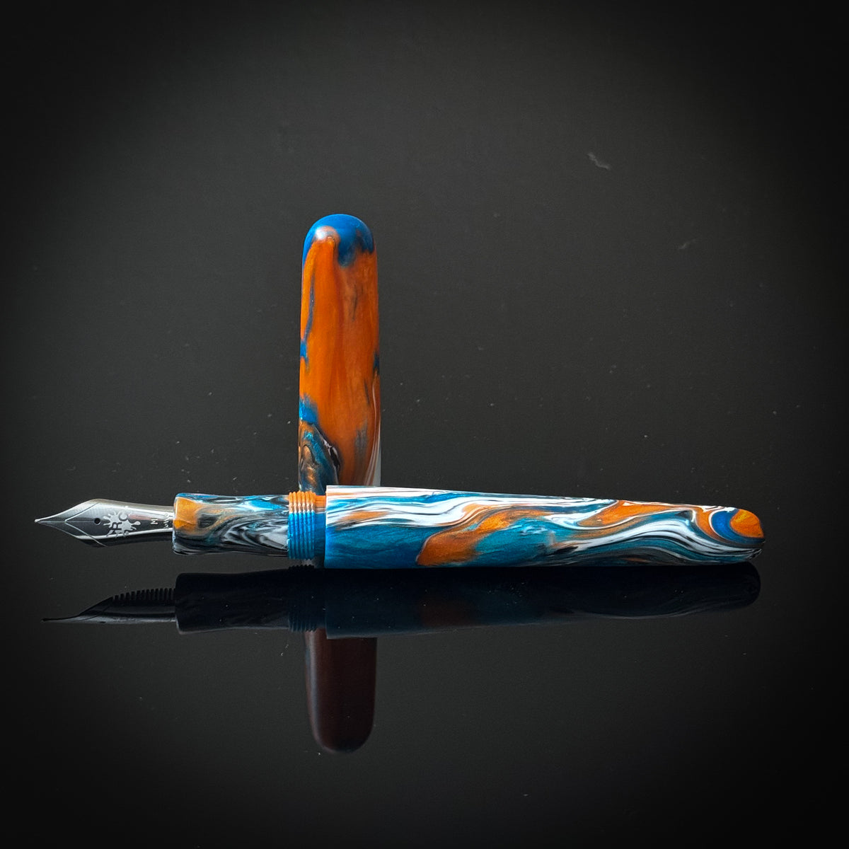Teal, Orange and White Shadyside Model Semi Gloss Finish - Jowo Nib