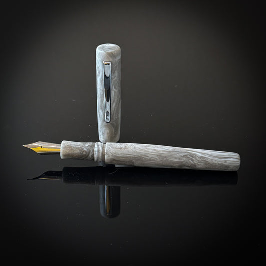 White and Silver  Fineview Model Low Lustre Finish - Bock Nib