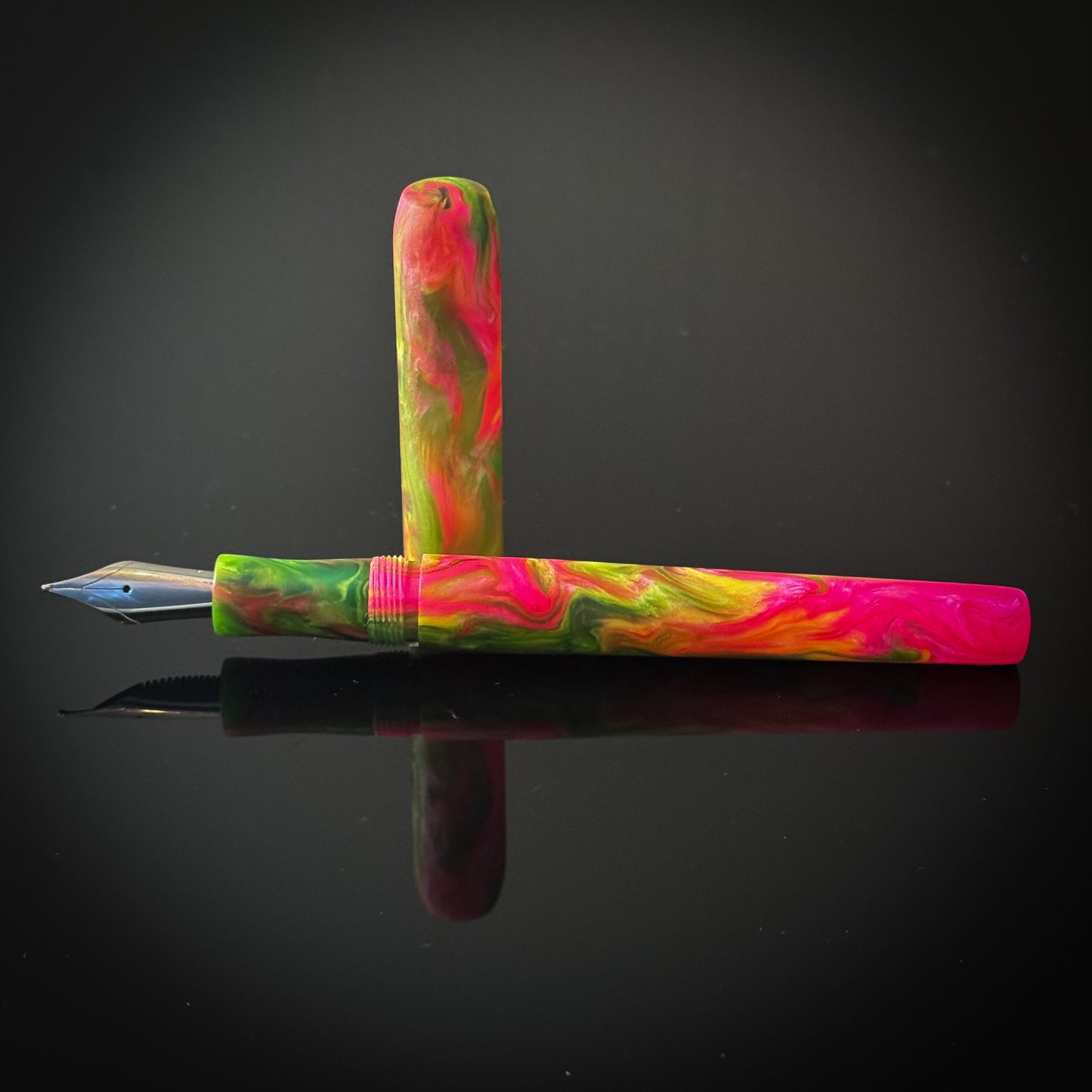 Neon Pink, Green and Yellow Morningside Model Low Lustre Finish - Jowo Nib