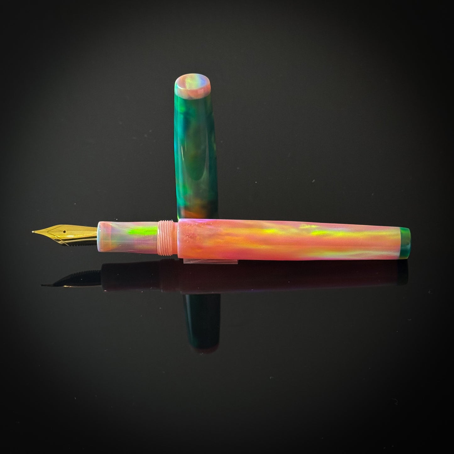 Translucent Salmon Pink and Fruit Palmtree OPAREX Slim Westwood Model - Jowo Nib