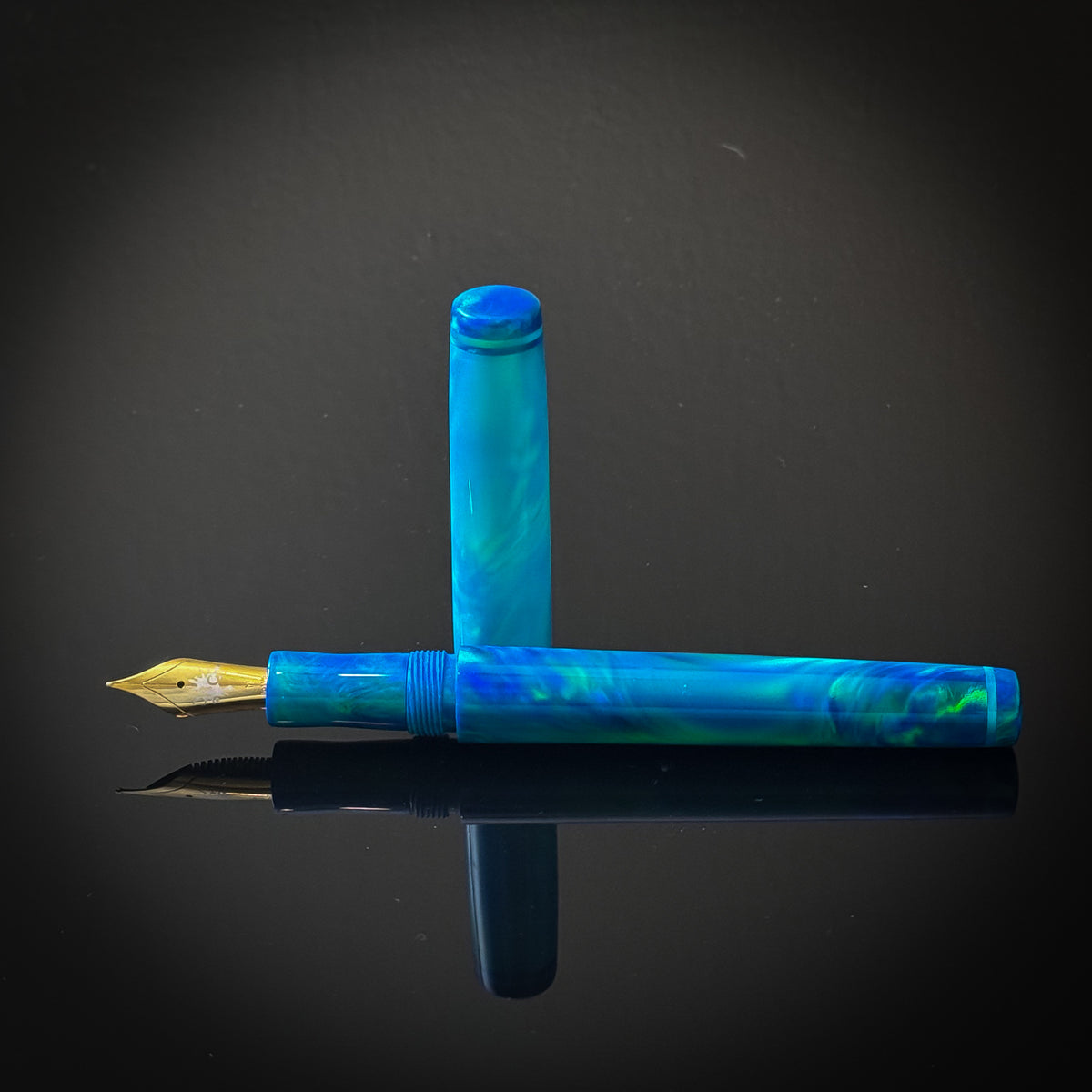 Rakaia Blue and Peacock Green OPAREX Slim Westwood Model -Jowo Nib