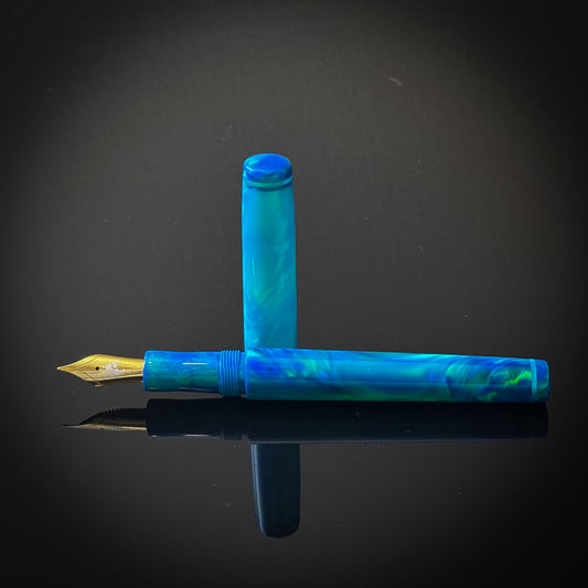 Rakaia Blue and Peacock Green OPAREX Slim Westwood Model -Jowo Nib