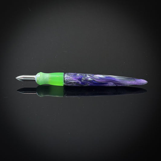 Translucent Green with Purple and Silver Mini Nib Holder