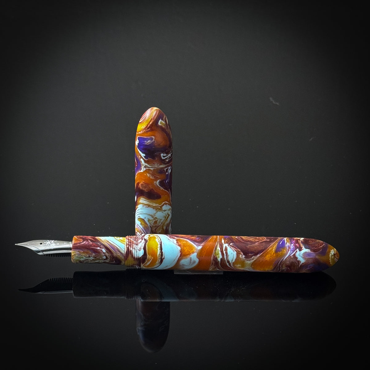 Purple Orange and White Beltzhoover Model Semi Gloss Finish - Jowo Nib