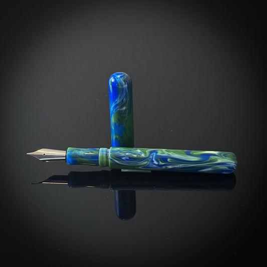Green Blue and White Acrylic Elliott Model -  Bock Nib
