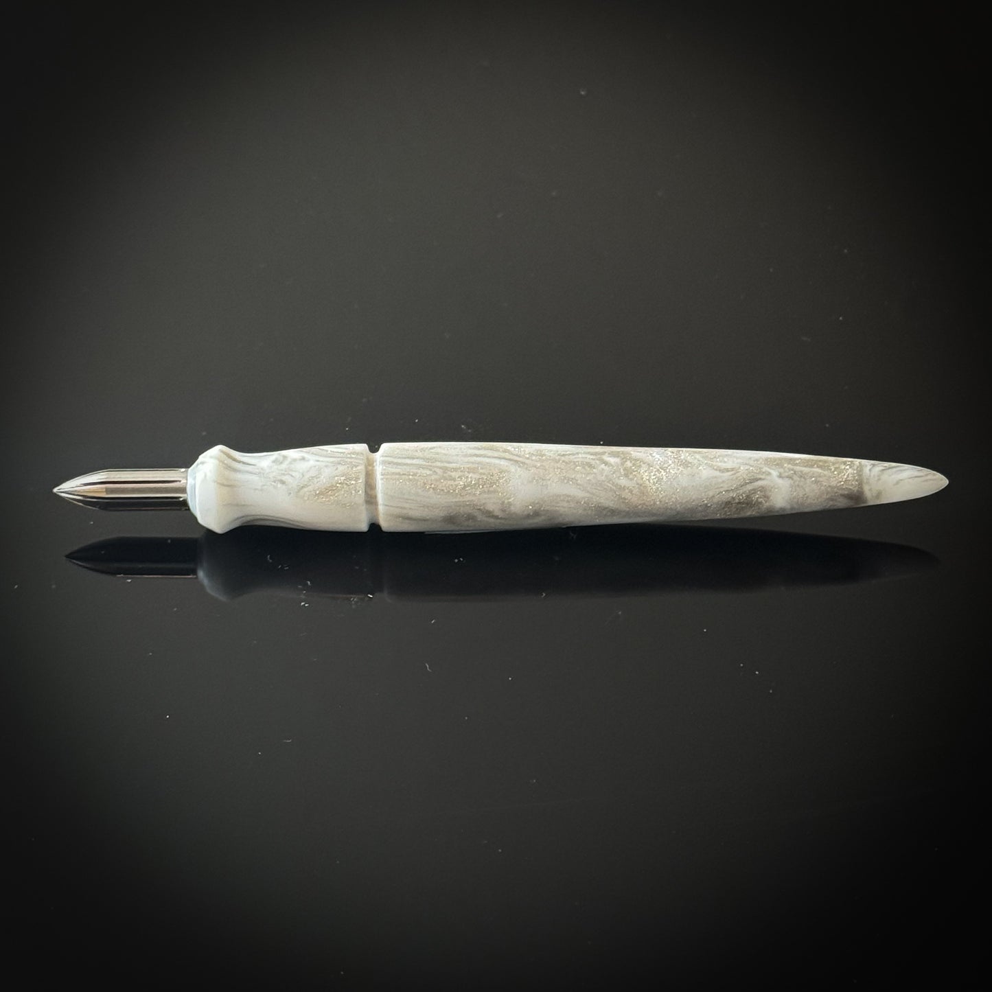White and Silver Mini Nib Holder - Low Lustre Finish