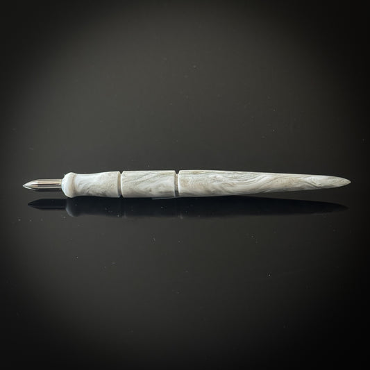 Silver and White Contoured Nib Holder - Low Lustre Finish
