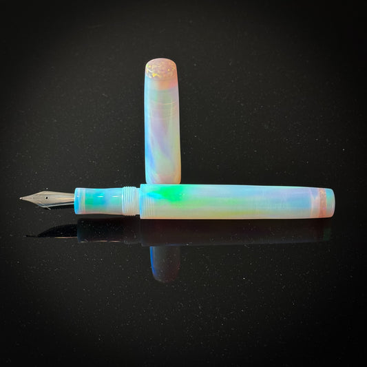 White OPAREX with Salmon Glitter Opal  Accents Westwood Model -  Jowo Nib