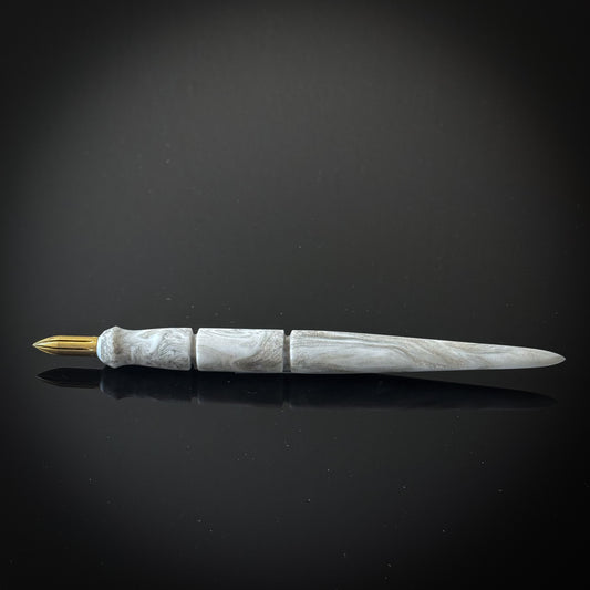 Silver and White Contoured Nib Holder - Low Lustre Finish