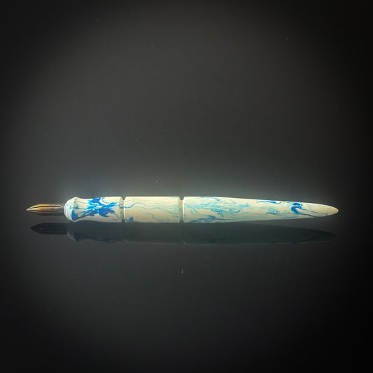 Teal and Cream Contoured Nib Holder - Low Lustre Finish