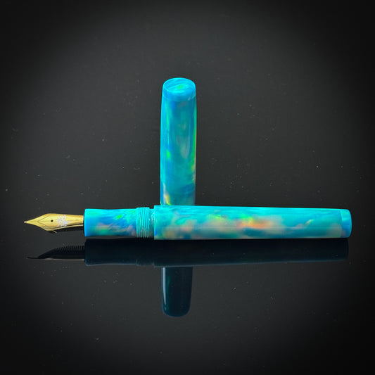 Dreamy Green with Rakaia Blue Section and Accents OPAREX Slim Westwood Model -Jowo Nib