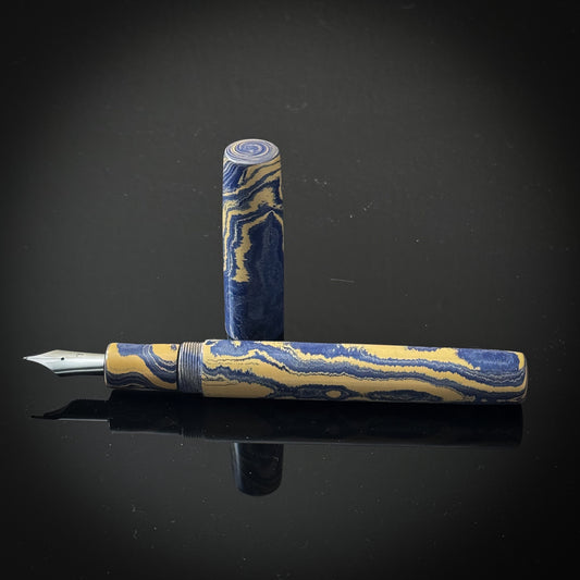 Tan and Blue Ebonite Extra Long Arlington Model - Bock Nib