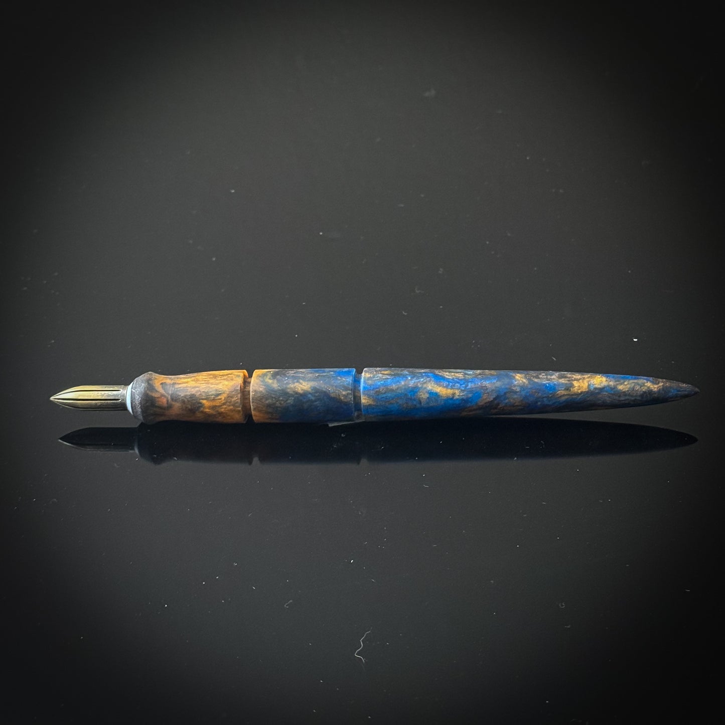 Bronze, Blue and Gold Contoured Nib Holder - Low Lustre Finish