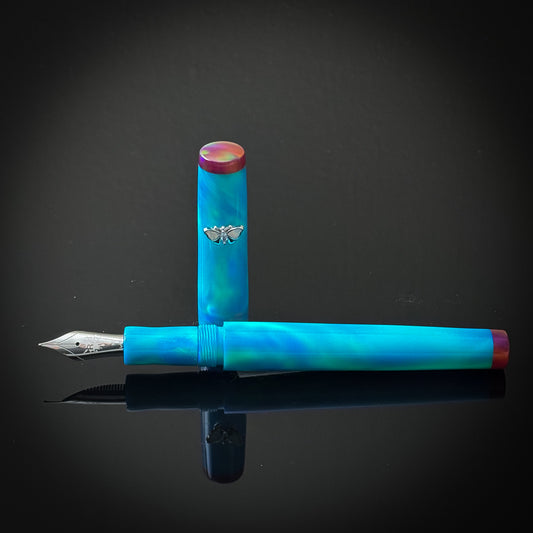 Rakaia Blue and Cherry Red OPAREX Slim Westwood Model with Butterfly Roll Stop -Jowo Nib