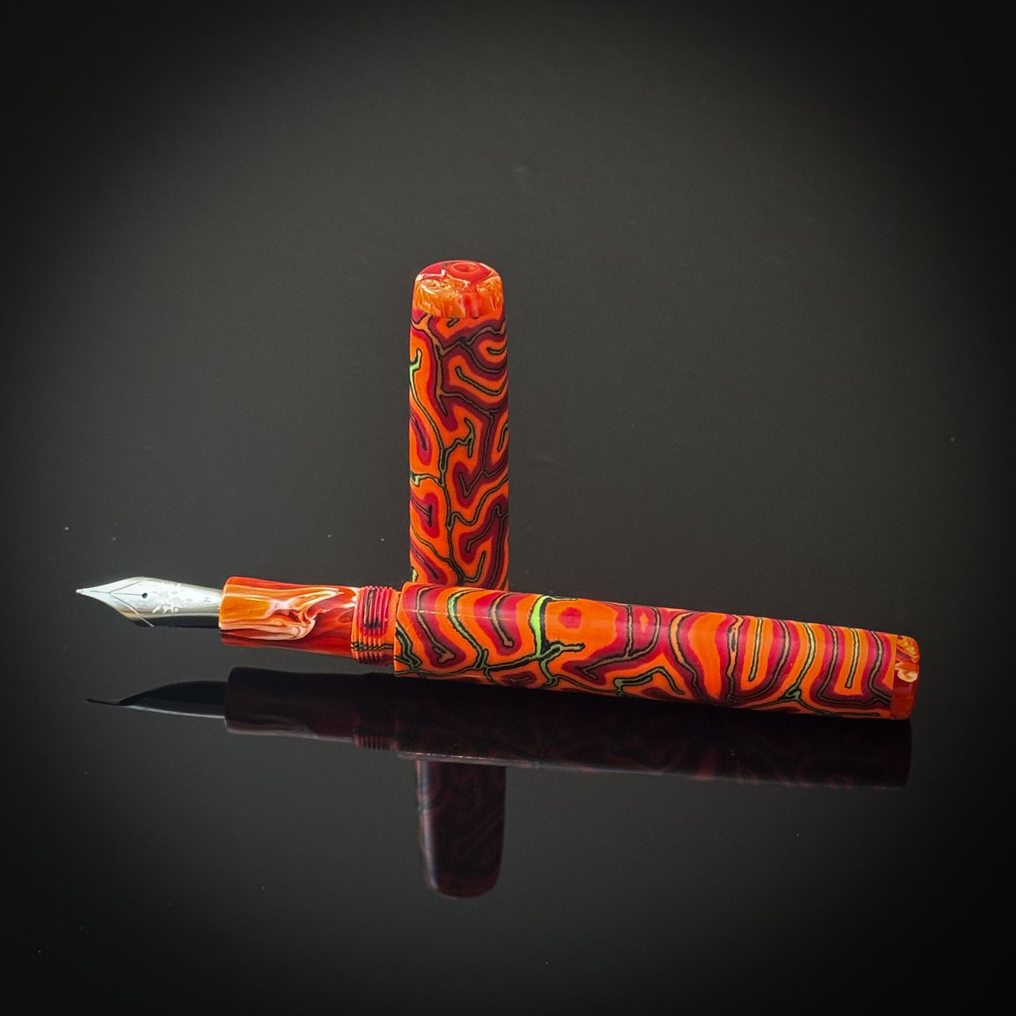 Orange Green and Red CrazyFiber Westwood Model - Jowo Nib