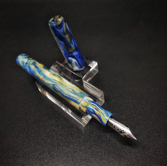 Blue, Gold and White Diamondcast Westwood Model Bock Nib